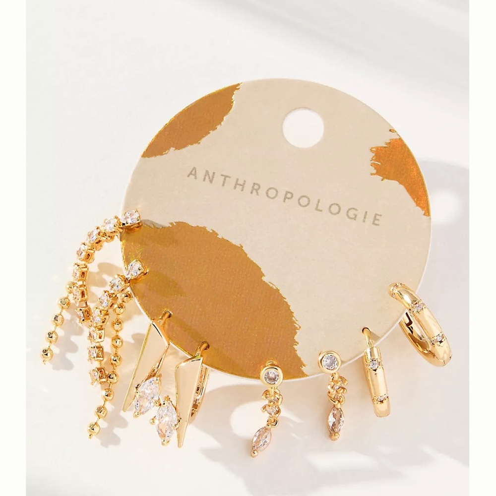 Anthropologie Gold and crystal Dangle Earrings